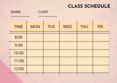 CREATE YOUR OWN CLASS SCHEDULE